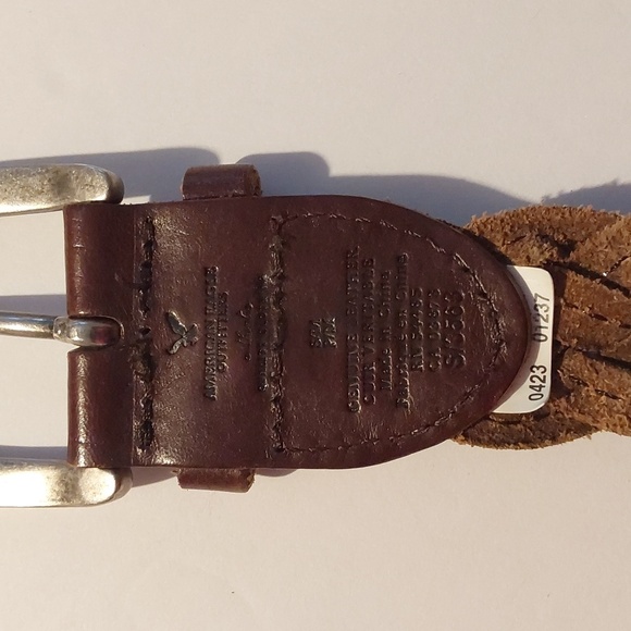 American Eagle Brown leather WOVEN braided Belt Silver Buckle Soft Sz.M/L - Picture 8 of 8